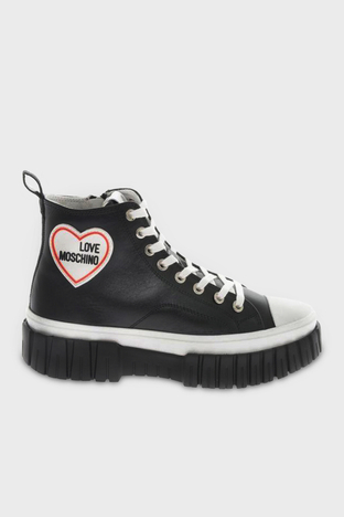 Love Moschino - Love Moschino Hakiki Deri Bilekli Sneaker Bayan Ayakkabı JA15595G1GIA0000 SİYAH