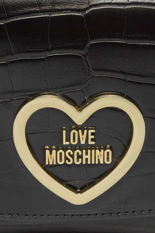 Love Moschino - Love Moschino Krokodil Desenli Çıkarılabilir Uzatma Askılı Bayan Çanta JC4176PP0HKC0000 SİYAH (1)