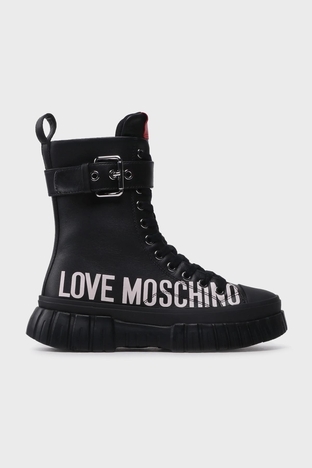 Love Moschino - Love Moschino Logo Baskılı Hakiki Deri Bayan Ayakkabı JA15695G1HIA0000 SİYAH