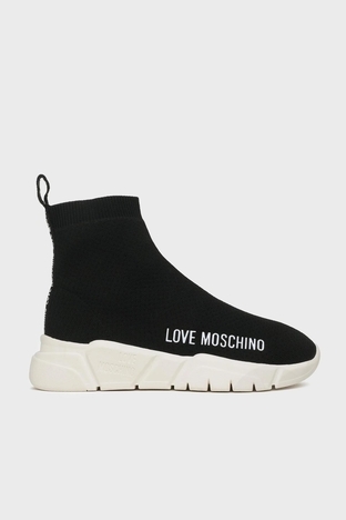 Love Moschino - Love Moschino Logo Baskılı Yüksek Bilekli Bayan Ayakkabı JA15343G1HIZ4000 SİYAH