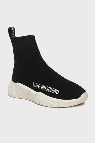Love Moschino - Love Moschino Logo Baskılı Yüksek Bilekli Bayan Ayakkabı JA15343G1HIZ4000 SİYAH (1)