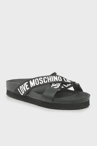 Love Moschino - Love Moschino Logolu Bayan Terlik JA28204G1GIX100A SİYAH (1)