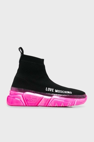 Love Moschino - Love Moschino Logolu Bilekli Sneaker Bayan Ayakkabı JA15463G1GIZC00A SİYAH-FUJYA