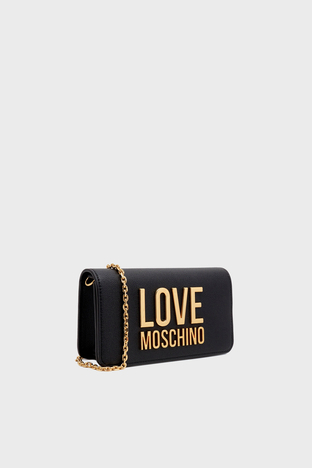 Love Moschino - Love Moschino Logolu Çıkarılabilir Zincir Askılı Mini Bayan Çanta JC5610PP1HLI0000 SİYAH (1)