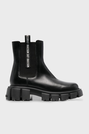 Love Moschino - Love Moschino Logolu Hakiki Deri Bayan Bot JA21255G0FIA0000 SİYAH