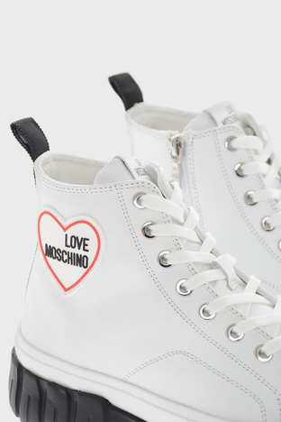 Love Moschino - Love Moschino Logolu Hakiki Deri Bilekli Sneaker Bayan Ayakkabı JA15595G1GIA0100 BEYAZ (1)