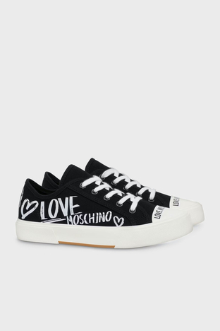 Love Moschino - Love Moschino Logolu Kanvas Sneaker Bayan Ayakkabı JA15112G1IJP0000 SİYAH (1)