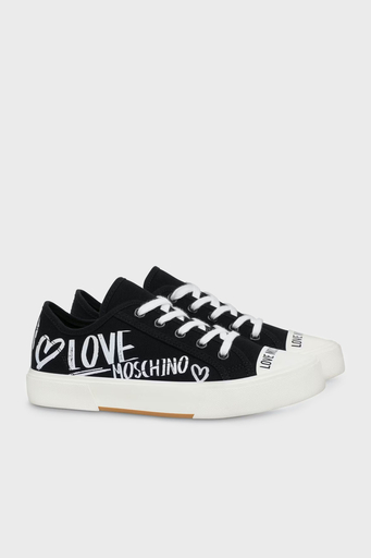 Love Moschino Logolu Kanvas Sneaker Bayan Ayakkabı JA15112G1IJP0000 SİYAH