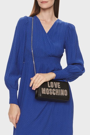 Love Moschino - Love Moschino Logolu Zincir Askılı Bayan Çanta JC4293PP0IKK100A SİYAH (1)