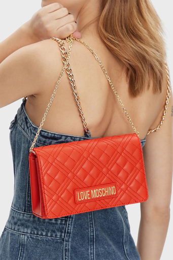 Love Moschino Logolu Zincir Askılı Kapitone Bayan Çanta JC4079PP0ILA0459 TURUNCU