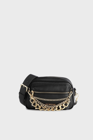 Love Moschino - Love Moschino Logolu Zincirli Çıkarılabilir Uzatma Askılı Bayan Çanta JC4291PP0GKT0000 SİYAH