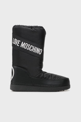 Love Moschino - Love Moschino Suya Dayanıklı Logolu Büzgülü Bayan Kar Botu JA24032G1HISA000 SİYAH