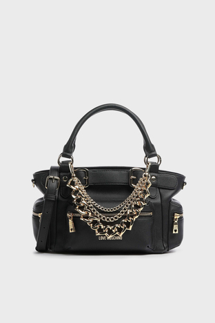Love Moschino - Love Moschino Zincirli Çıkarılabilir Uzatma Askılı Fermuarlı Bayan Çanta JC4288PP0GKT0000 SİYAH
