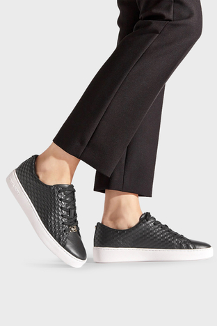 Michael Kors - Michael Kors Logolu Deri Sneaker 43T2KTFS1L001 Bayan Ayakkabı 43T2KTFS1L 001 SİYAH (1)