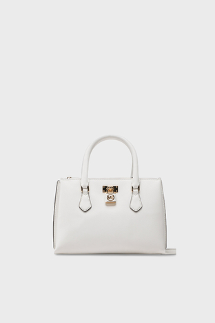 Michael Kors - Michael Kors Logolu Hakiki Deri Çıkarılabilir Omuz Askılı 30S3GR0S1L085 Bayan Çanta 30S3GR0S1L 085 BEYAZ