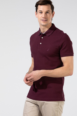 Nautica - Nautica Pamuklu Slim Fit Düğmeli Erkek Polo T Shirt K35052T 6WV BORDO (1)