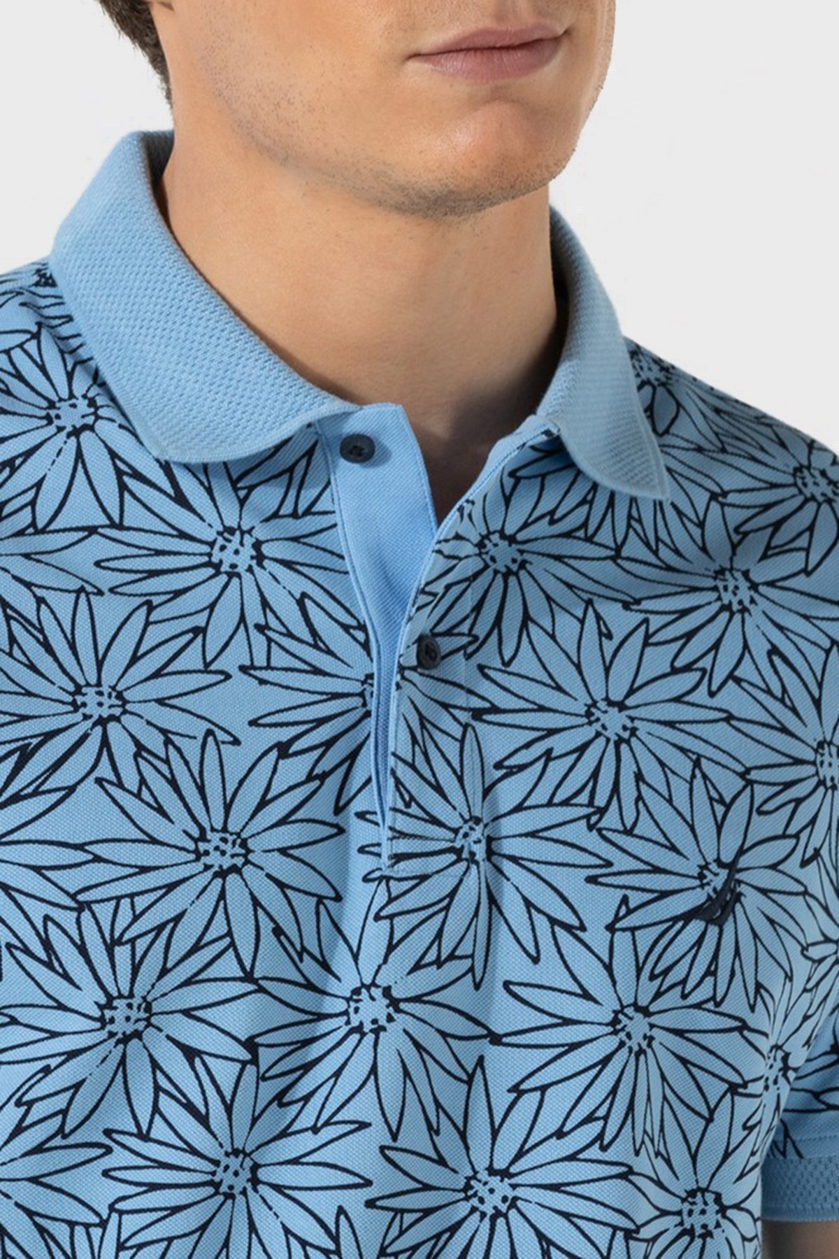 Nautica Slim Fit % 100 Pamuk Düğmeli T Shirt Erkek Polo K15629T 40T MAVİ