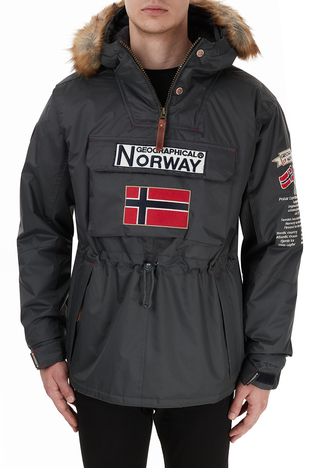 Norway Geographical - Norway Geographical Kapüşonlu Outdoor Erkek Parka BARMAN KOYU GRİ (1)