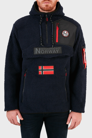 Norway Geographical - Norway Geographical Kapüşonlu Yumuşak Dokulu Soğuğa Dayanıklı Yarım Fermuar Outdoor Erkek Polar TERIFIQUE LACİVERT