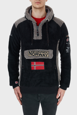 Norway Geographical - Norway Geographical Kapüşonlu Yarım Fermuarlı Outdoor Polar Erkek Sweat GYMCLASSSHERCO SİYAH (1)