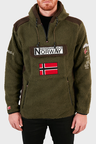 Norway Geographical - Norway Geographical Kapüşonlu Yarım Fermuarlı Outdoor Polar Erkek Sweat GYMCLASSSHERPA HAKİ