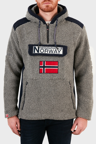 Norway Geographical - Norway Geographical Kapüşonlu Yarım Fermuarlı Outdoor Polar Erkek Sweat GYMCLASSSHERPA KOYU GRİ
