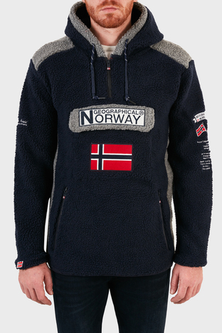 Norway Geographical - Norway Geographical Kapüşonlu Yarım Fermuarlı Outdoor Polar Erkek Sweat GYMCLASSSHERPA LACİVERT