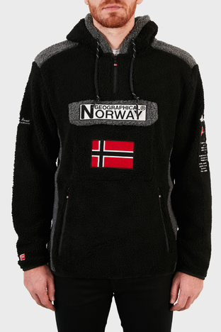 Norway Geographical - Norway Geographical Kapüşonlu Yarım Fermuarlı Outdoor Polar Erkek Sweat GYMCLASSSHERPA SİYAH