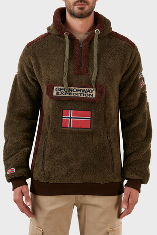 Norway Geographical - Norway Geographical Pamuklu Yumuşak Dokulu Soğuğa Dayanıklı Kapüşonlu Erkek Polar GYMCLASS SHERCOE KAKİ