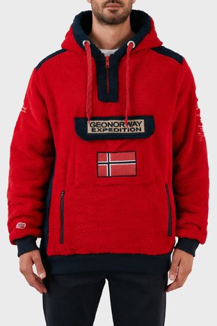 Norway Geographical - Norway Geographical Pamuklu Yumuşak Dokulu Soğuğa Dayanıklı Kapüşonlu Erkek Polar GYMCLASS SHERCOE KIRMIZI