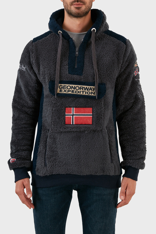Norway Geographical - Norway Geographical Pamuklu Yumuşak Dokulu Soğuğa Dayanıklı Kapüşonlu Erkek Polar GYMCLASS SHERCOE KOYU GRİ
