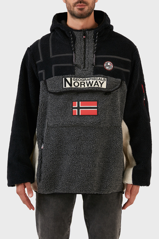 Norway Geographical - Norway Geographical Yumuşak Dokulu Soğuğa Dayanıklı Kapüşonlu Erkek Polar RIAKOLO KOYU GRİ