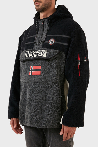 Norway Geographical - Norway Geographical Yumuşak Dokulu Soğuğa Dayanıklı Kapüşonlu Erkek Polar RIAKOLO KOYU GRİ (1)