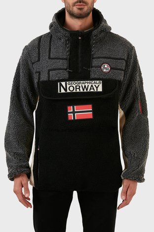 Norway Geographical - Norway Geographical Yumuşak Dokulu Soğuğa Dayanıklı Kapüşonlu Erkek Polar RIAKOLO SİYAH