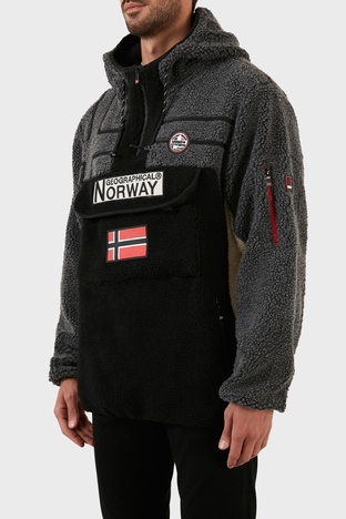 Norway Geographical - Norway Geographical Yumuşak Dokulu Soğuğa Dayanıklı Kapüşonlu Erkek Polar RIAKOLO SİYAH (1)