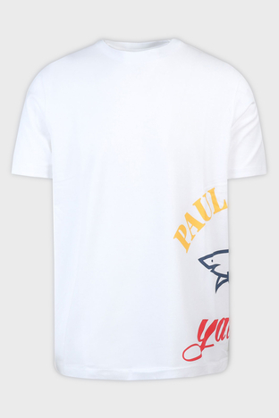 Paul & Shark - Paul & Shark Baskılı Bisiklet Yaka % 100 Pamuk Regular Fit Erkek T Shirt 22411021 010 BEYAZ (1)