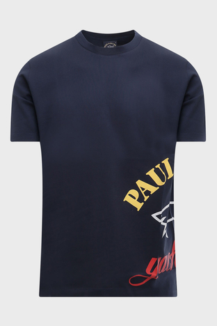 Paul & Shark - Paul & Shark Baskılı Bisiklet Yaka % 100 Pamuk Regular Fit Erkek T Shirt 22411021 013 LACİVERT (1)