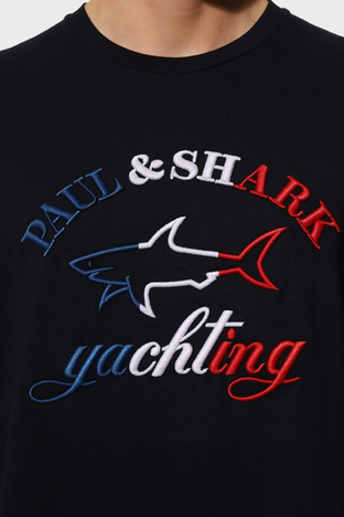 Paul & Shark - Paul & Shark Baskılı Bisiklet Yaka % 100 Pamuk Regular Fit Erkek T Shirt 23411071 013 LACİVERT (1)