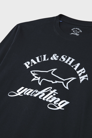 Paul & Shark - Paul & Shark Logolu Bisiklet Yaka Pamuklu Regular Fit İnce Erkek Sweat 11311612 011 SİYAH (1)