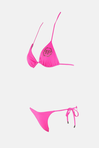Philipp Plein Boyundan Bağlamalı Logo Detaylı Bayan Bikini CDPPT1049 FUŞYA