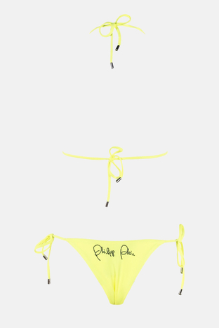 Philipp Plein - Philipp Plein İpli Bağlamalı Taşlı Logo Süslemeli Bayan Bikini CDPPT1030 FISTIK YEŞİL (1)