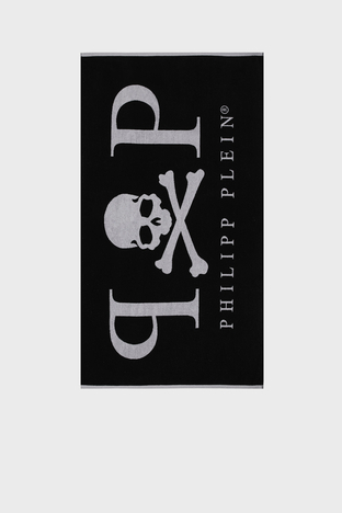 Philipp Plein - Philipp Plein Logolu % 100 Yumuşak Pamuklu Unisex Plaj Havlusu TMPP0299 SİYAH