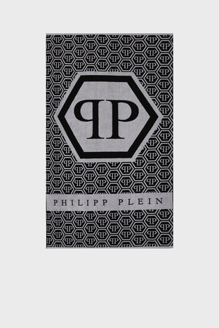 Philipp Plein - Philipp Plein Logolu % 100 Yumuşak Pamuklu Unisex Plaj Havlusu TMPP0399 SİYAH (1)