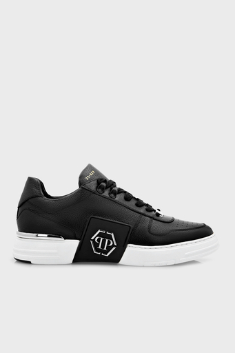 Philipp Plein Logolu Hakiki Deri Sneaker Erkek Ayakkabı AAAS MSC3327 PLE010N 0201 SİYAH-BEYAZ