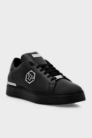 Philipp Plein - Philipp Plein Logolu Hakiki Deri Sneaker Erkek Ayakkabı FABS USC0379 PLE075N 0202 SİYAH-SİYAH (1)