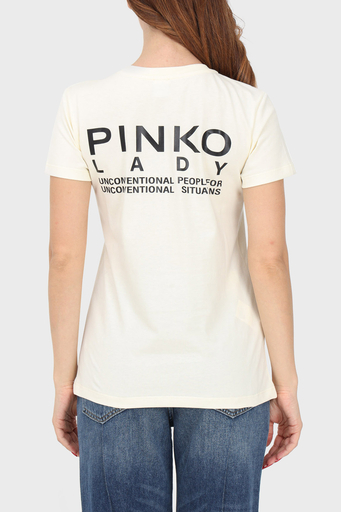 Pinko % 100 Pamuk Logo Baskılı Regular Fit Bayan T Shirt 100355 A13K Z03 BEYAZ