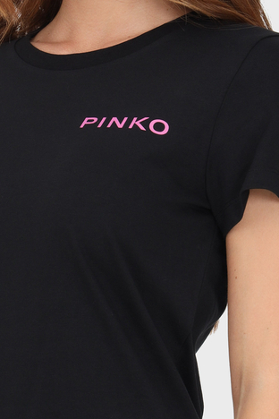 Pinko - Pinko % 100 Pamuk Logo Baskılı Regular Fit Bayan T Shirt 100355 A13K Z99 SİYAH (1)