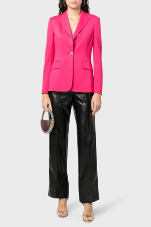Pinko - Pinko Tek Düğmeli Regular Fit Blazer Bayan Ceket 100254 A0IG P87 FUŞYA (1)