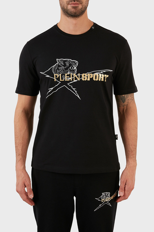 Plein Sport - Plein Sport % 100 Pamuk Regular Fit Bisiklet Yaka Erkek T Shirt TIPS112398 SİYAH