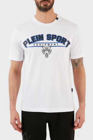 Plein Sport - Plein Sport Logolu Bisiklet Yaka % 100 Pamuk Erkek T Shirt TIPS114TN01 BEYAZ